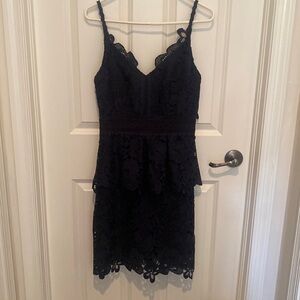 Ted Baker Nadiie Navy Blue Peplum Lace Dress